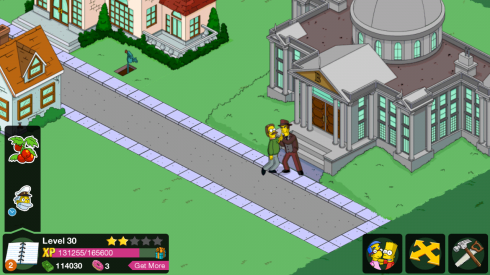 Ned is in double trouble here, not only is this guy beating him up in front of Burn's mansion, look to the left...there is a machine gun pointed at him too!